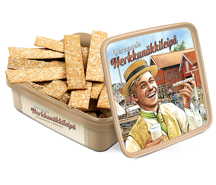 Suosittu seesaminsiemeniä ja merisuolaa sisältävä näkkileipä, joka toimii yhtä hyvin kahvin seurana kuin leikkele- tai juustotarjottimellakin.