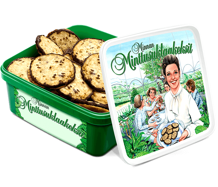 Tässä on pikkuleipiä todellisille herkkusuille. Kaksinkertaiset mintunmakuiset kauralastut saavat jokaisen hyvälle tuulelle.