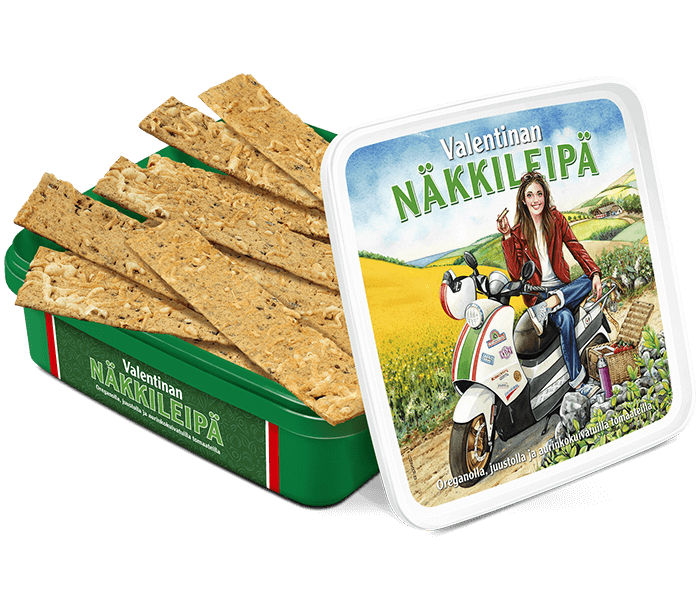 Herkullinen näkkileipä oreganolla, juustolla ja aurinkokuivatuilla tomaateilla.Leivottu aurinkoisen Italian innoittamana.